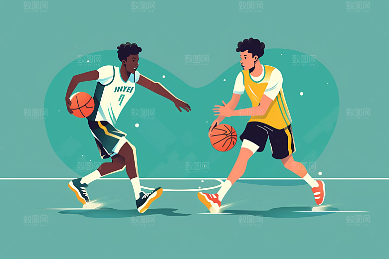 趣味运动会撞色活泼插画