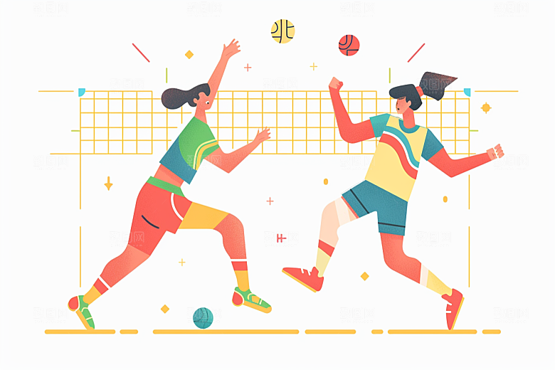 趣味运动会时尚撞色插画