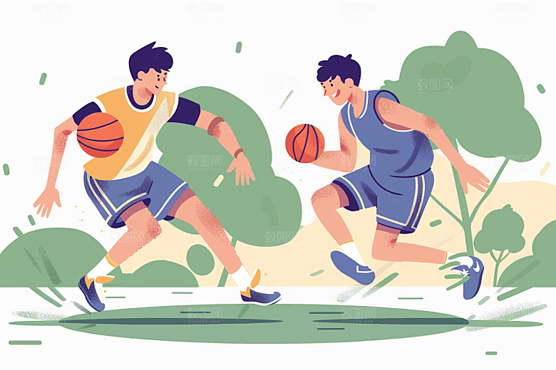 趣味运动会健身撞色插画