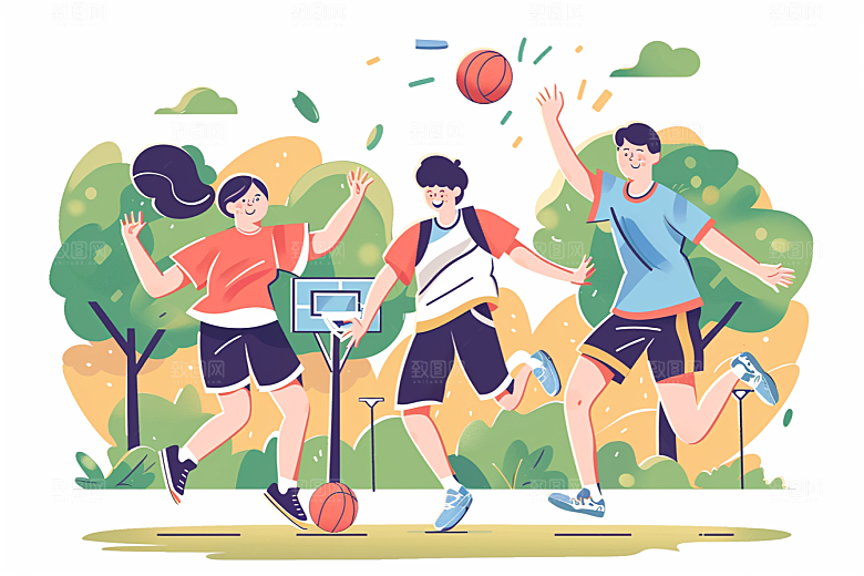 趣味运动会活泼人物插画