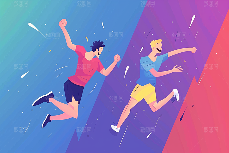 趣味运动会时尚人物插画