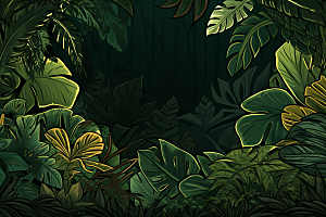 彩色热带雨林INS风缤纷插画