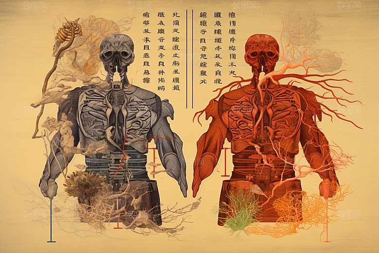 人参植物医学插画