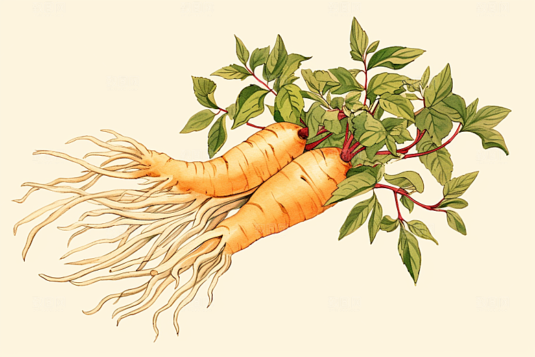 人参中草药医疗插画