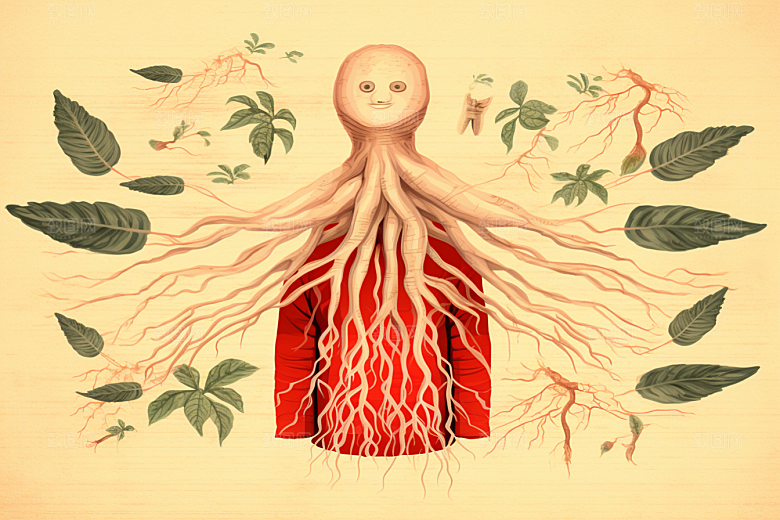人参手绘健康插画