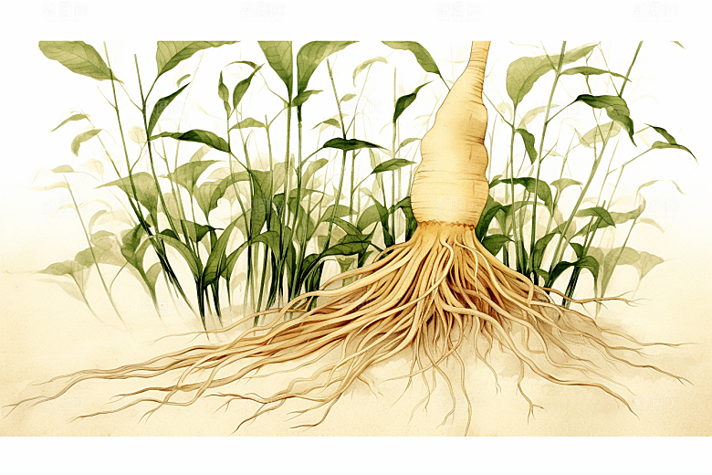 人参植物养生插画