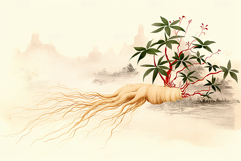 人参保健中草药插画