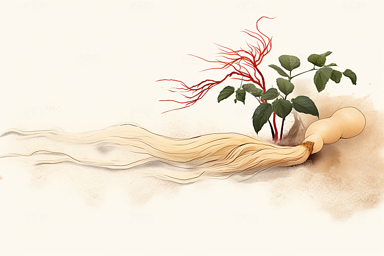 人参养生中草药插画