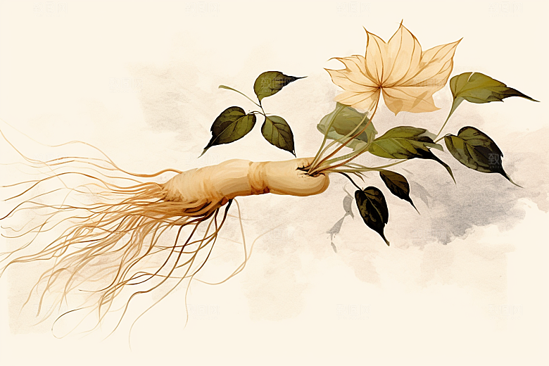 人参中药材医疗插画