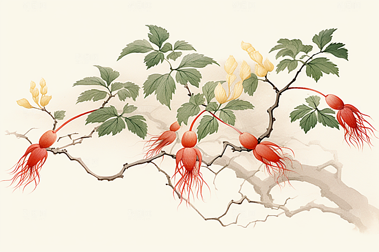 人参养生健康插画