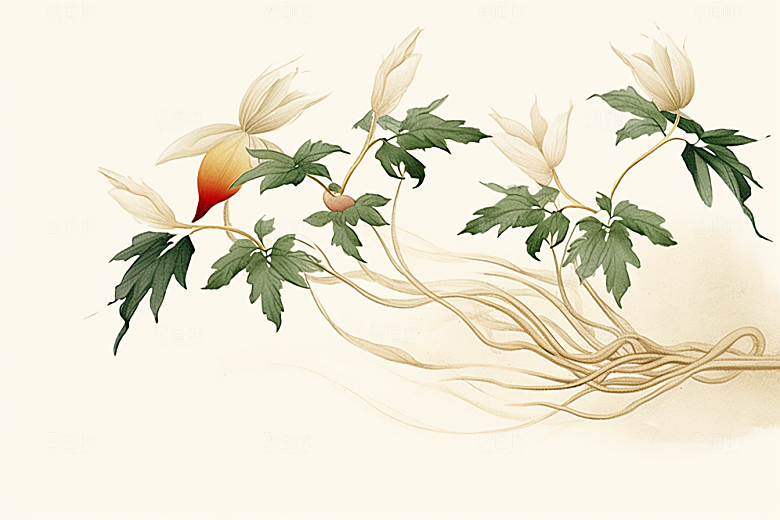 人参中医药方插画
