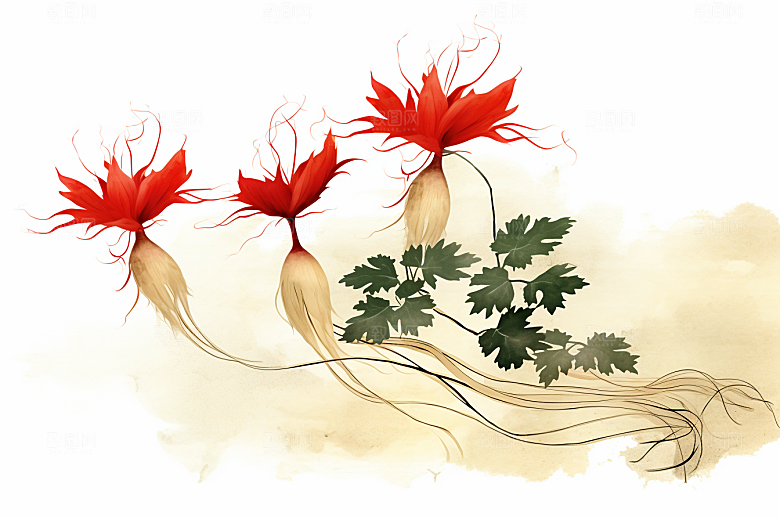 人参中草药手绘插画