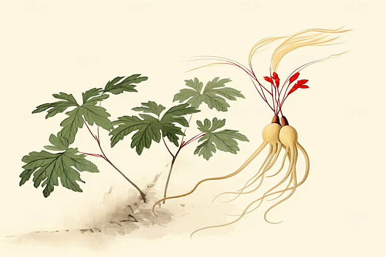 人参中医植物插画