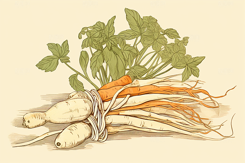 人参医学植物插画