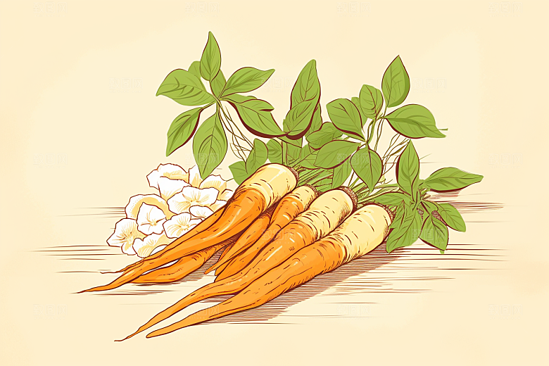 人参中草药养生插画