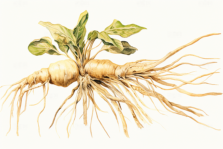 人参中药材植物插画