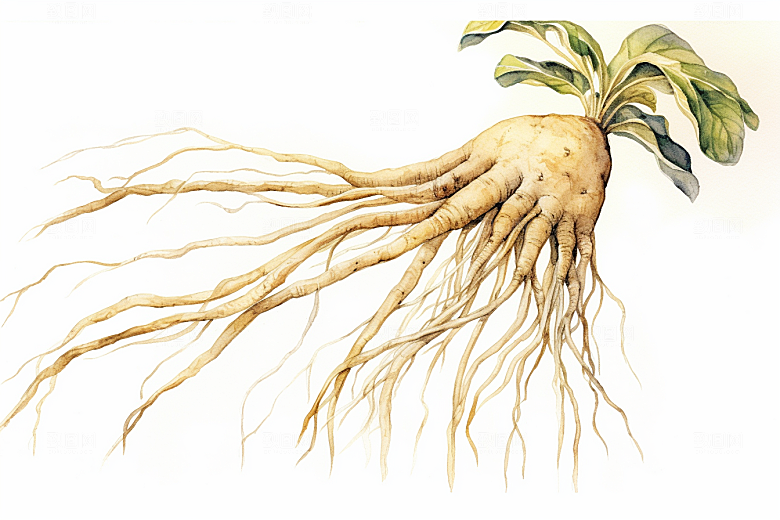 人参手绘植物插画
