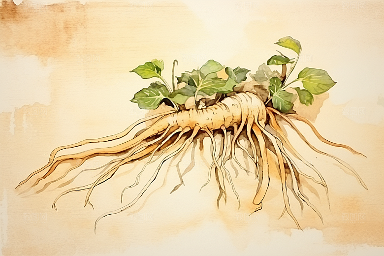 人参植物医学插画
