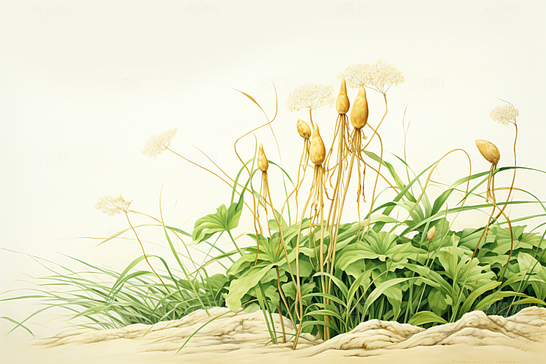 人参中草药健康插画