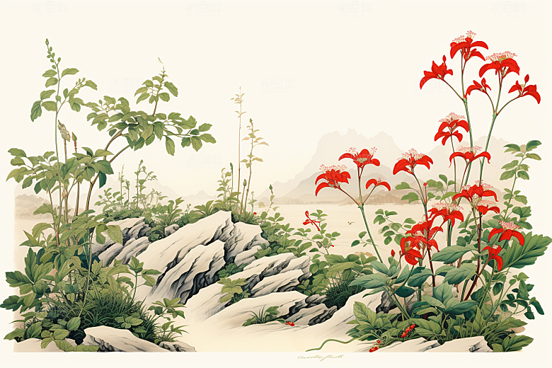 人参中草药医学插画