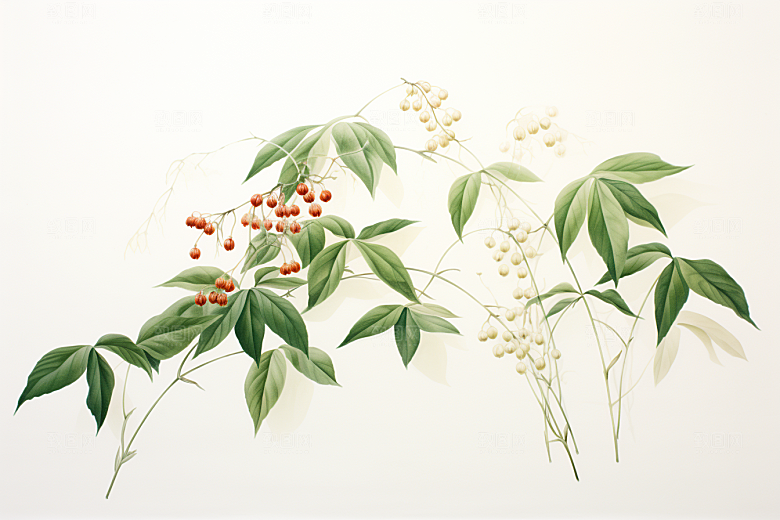 人参健康中药材插画