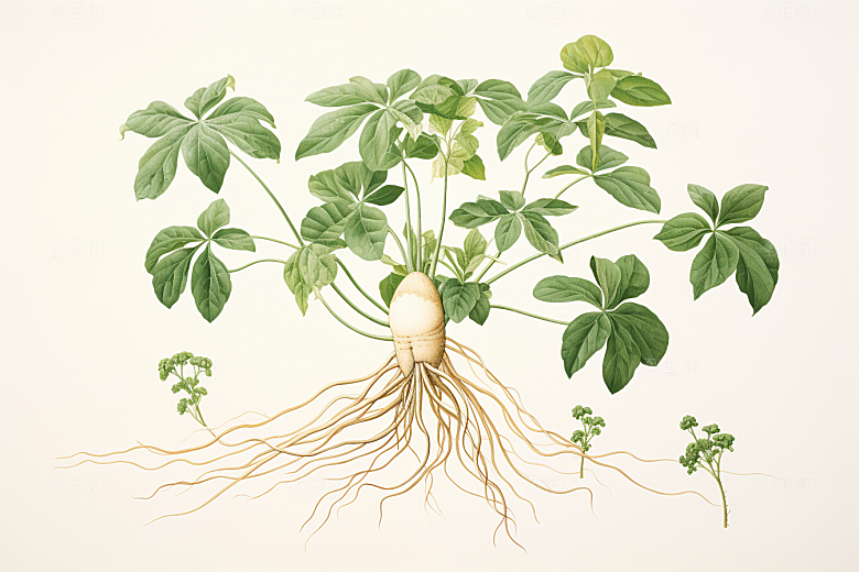 人参植物医疗插画