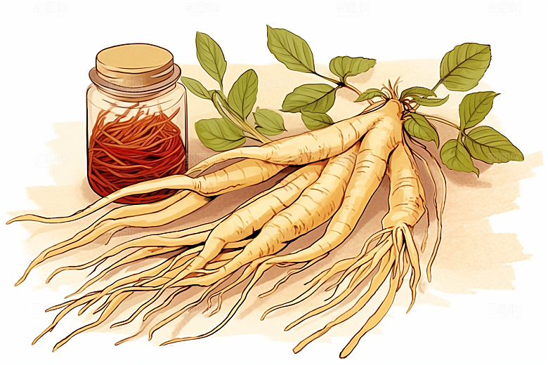 人参医疗植物插画