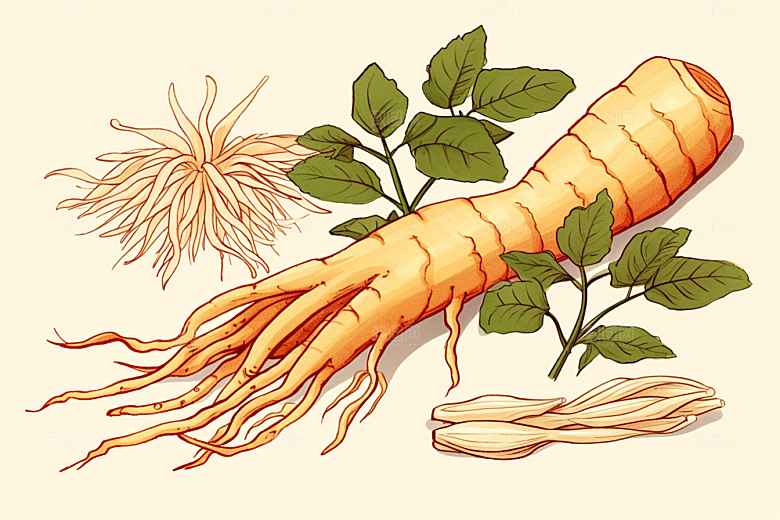 人参中草药手绘插画