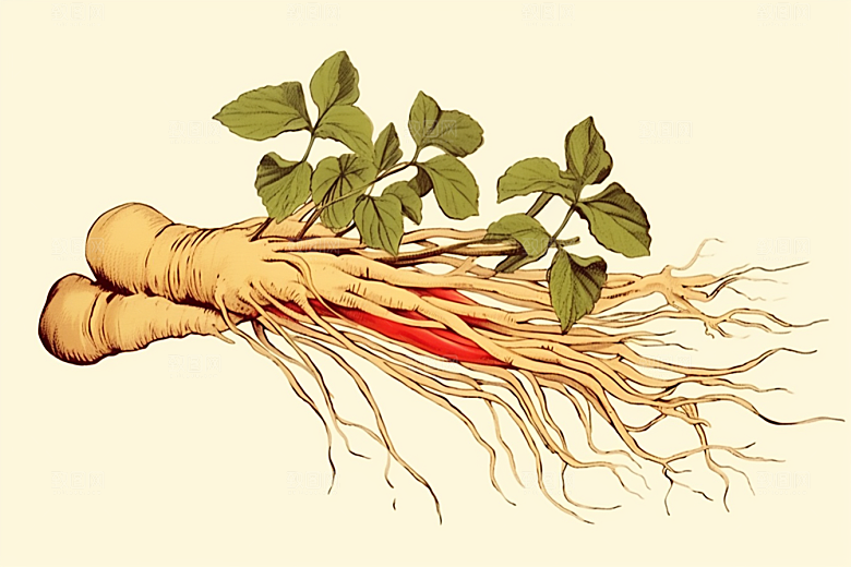 人参植物药方插画