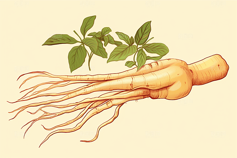 人参中药材植物插画