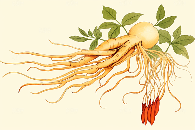 人参中药材中草药插画