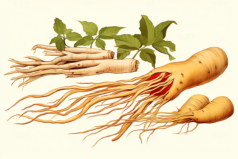 人参中药材中草药插画