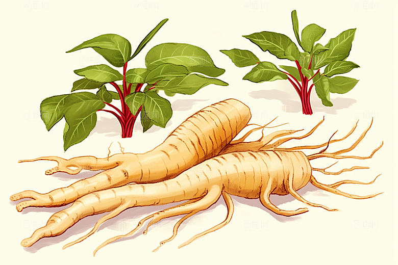 人参医学植物插画