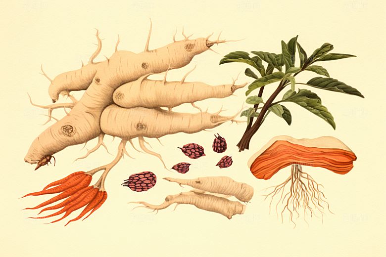 人参养生植物插画