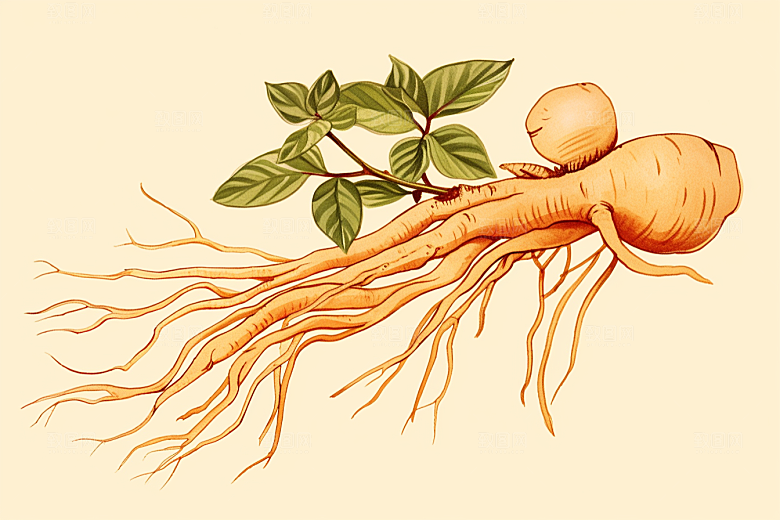 人参手绘药方插画