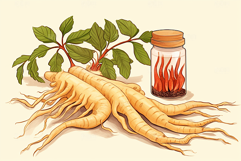 人参健康中药材插画