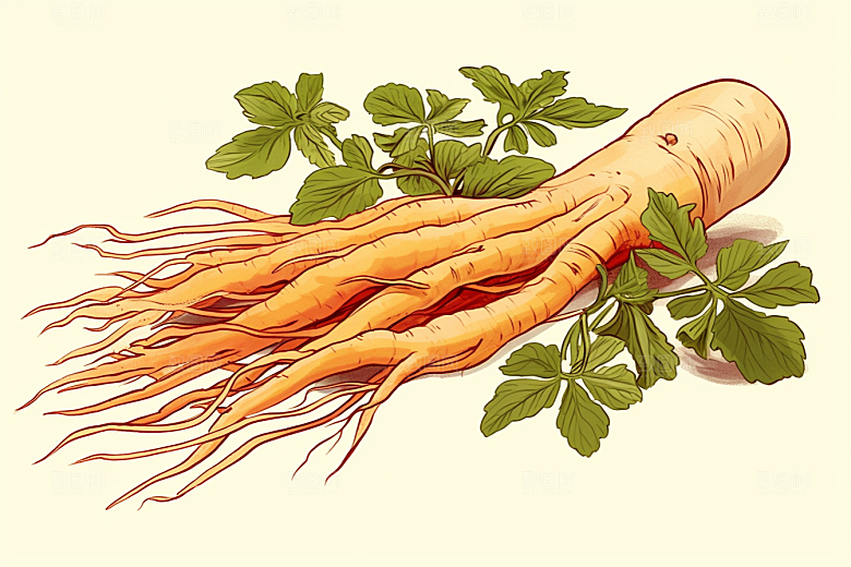 人参植物中药材插画