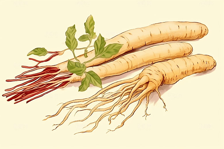 人参保健中草药插画