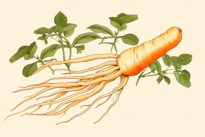 人参植物养生插画