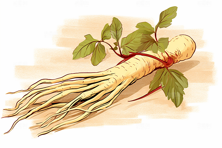 人参植物中医插画