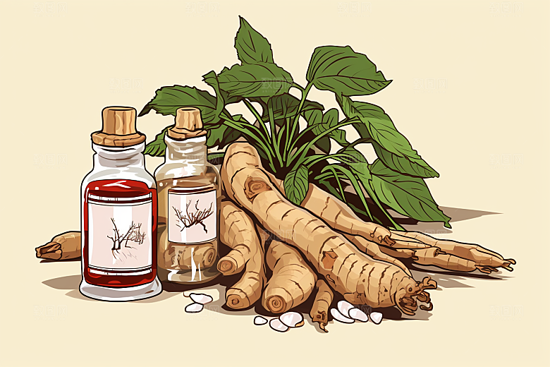 人参保健药方插画
