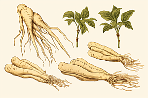人参医学养生插画