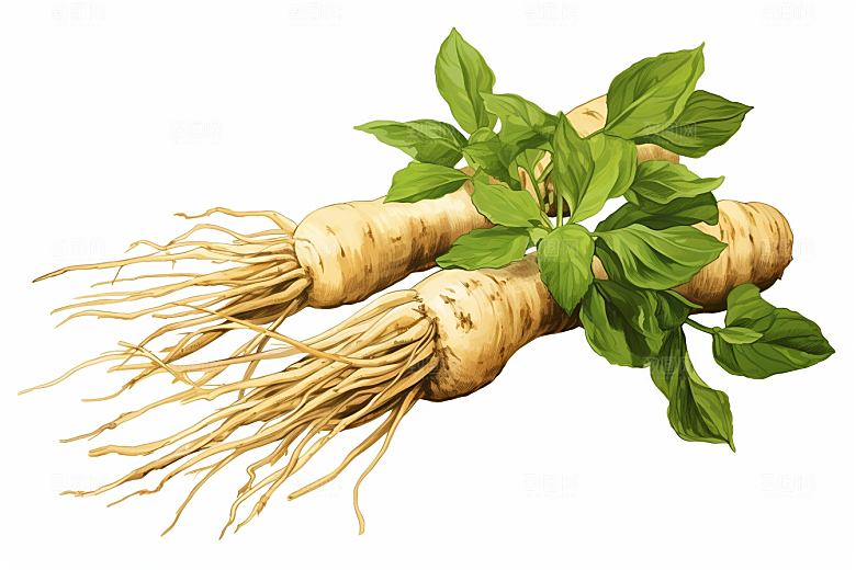 人参植物药方插画