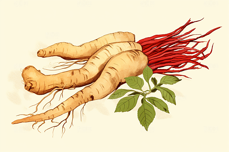 人参植物中药材插画