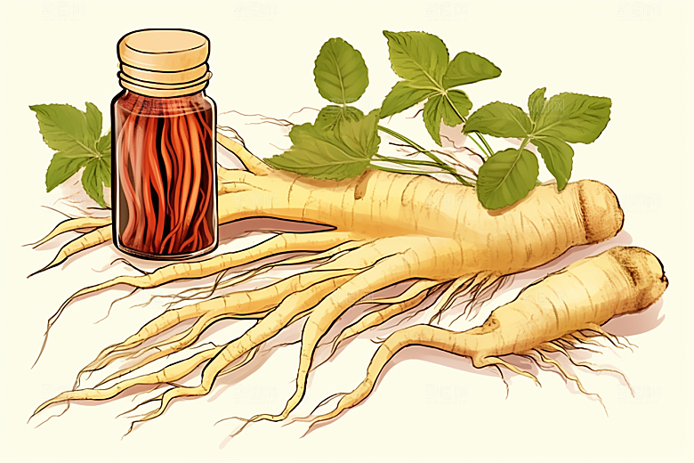 人参养生中草药插画