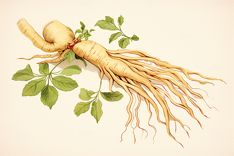 人参中草药植物插画