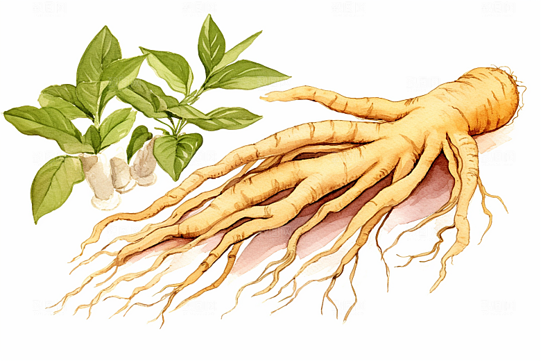人参中草药养生插画