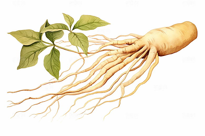人参手绘植物插画