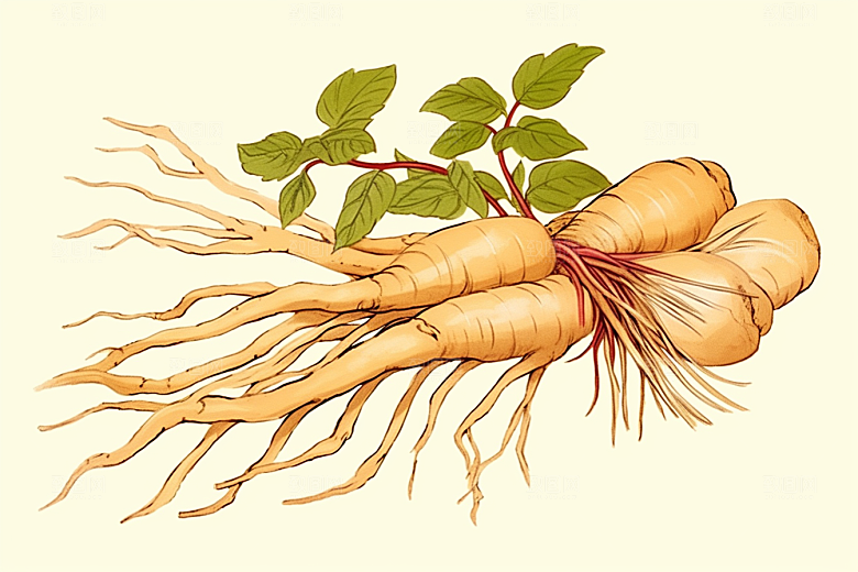 人参中药材医学插画