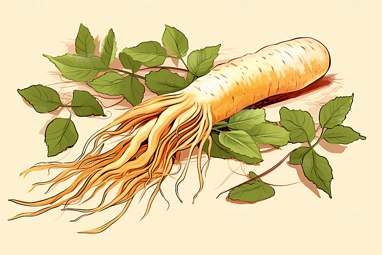 人参中药材健康插画